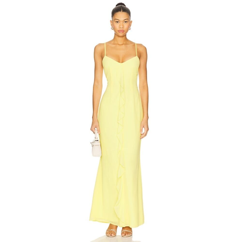 More to Come Vienna Baby Yellow Fairy Minimalist Girly Maxi Dress NWT Small